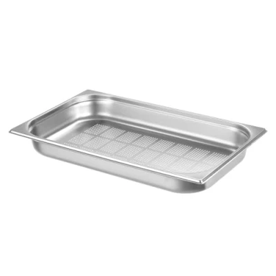 Immagine di HENDI contenitore Gastronorm, GN 1/1, solo con fondo perforato, GN, impilabile, bordi arrotondati, resistente alla temperatura da 40 a 300C, 9L, altezza: 65mm, acciaio inox