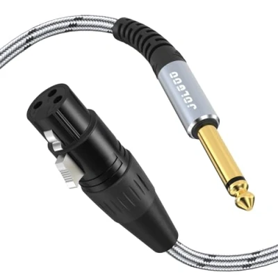 Immagine di JOLGOO cavo XLR femmina a 1/4&quot; mono TS da 6,35 mm, per microfono sbilanciato microfono, 3 metri