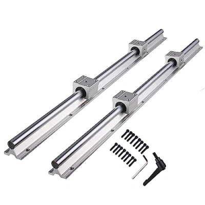 Immagine di CNCYEAH guida lineare, 2 guide lineari, 1500 mm, set di cuscinetti lineari con alberi + 4 blocchi SBR20UU, per tornio (SBR20 mm)