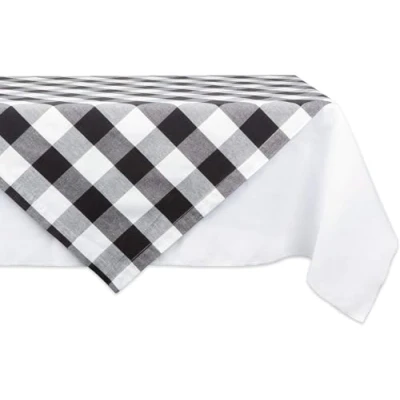Immagine di DII Topper quadrato in cotone con motivo a quadri di bufalo per cene o riunioni, feste interni esterni, uso quotidiano, colore: nero, 40 x cm