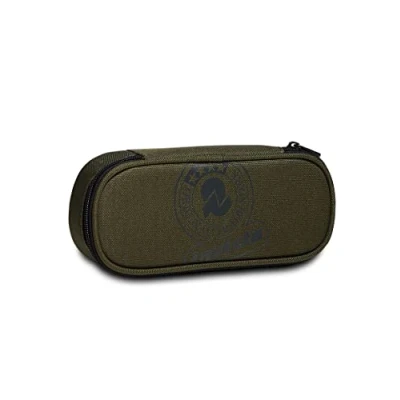 Immagine di Invicta Portapene Scuola Round Plus, Verde Militare, Logo, Bustina Ovale Con Elastici Porta Penne e Taschino Interno, Accessori Zaino, Tempo Libero, Unisex