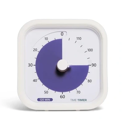 Immagine di TIME Timer 120 Minute Mod Education Edition visivo da scrivania per aule, esami, Strumento studio e riunioni con funzionamento silenzioso (bianco)