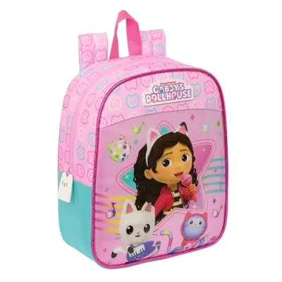 Immagine di Safta GABBY&#039;S DOLLHOUSE Party Zaino per Bambini, Bambini Scuola Adattabile Auto, Perfetto Asilo Scuola, Comodo e Versatile, Qualità Resistenza, 22 x 10 27 cm, Rosa Chiaro,
