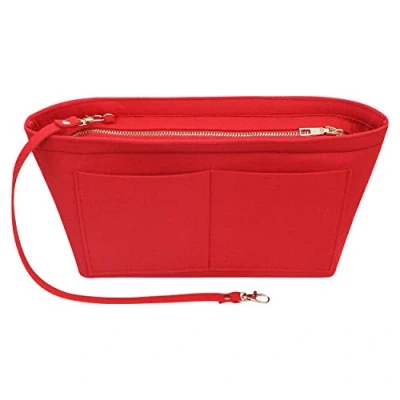 Immagine di Soyizom organizer per borsette in feltro inserti borsa multi tasca borsetta da donna (rossa, media)