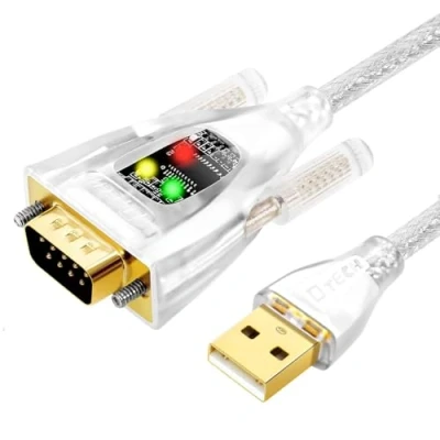Immagine di DTech Adattatore da USB a seriale 1,8 m con chip FTDI DB9 9 poli RS232 cavo FT231 chipset supporta Windows 11 10 8 7 XP Mac OS Linux ID luce dati (0,5 m)