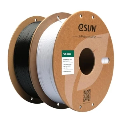 Immagine di eSUN filamento PLA 1,75 mm, di Basic per Stampante 3D Precisione dimensionale +/ 0,03 1 kg Bobina, 2 Bobine Stampa 3D, Bianco Freddo+Nero