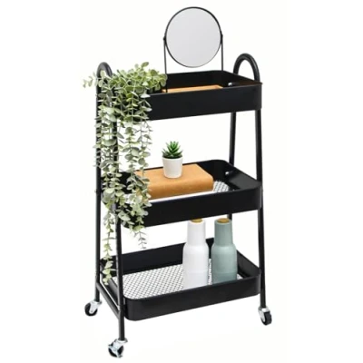 Immagine di shelfr Carrellino con Ruote Portaoggetti 42x30x77 Metallo Carrello Cucina Scaffale e Ripiani Bagno Salvaspazio Porta Libri Organizer Detersivi Lavanderia