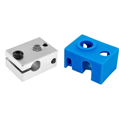 Immagine di 3Wthings Plated Copper Blocco riscaldante in rame, adatto per E3D V6 PT100 Hotend stampante 3D con calzino silicone (blu)