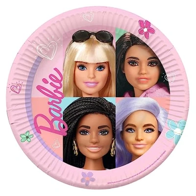 Immagine di amscan Piatti di carta per feste con licenza ufficiale Barbie Sweet Life, rosa, 23 cm, 9915482 66