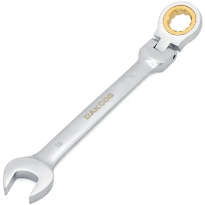 Immagine di DAKCOS Chiave combinata a cricchetto con oro testa flessibile, 18 mm, in acciaio al cromo