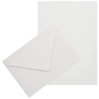 Immagine di Lalo 62200L Un set per corrispondenza, che include 10 fogli A5 100g e 5 Buste gommate 11,4x16,2 cm,tela imperiale, Bianco