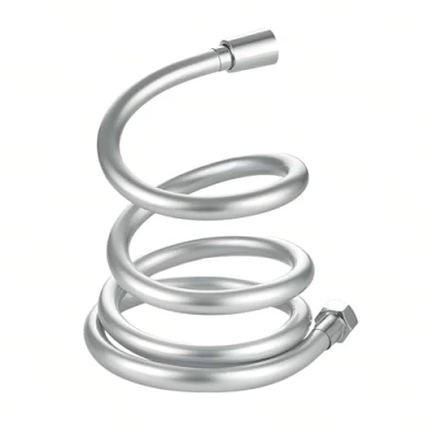 Immagine di CYILIUEN Tubo doccia universale, 1,5 m, in PVC, con protezione antipiega, raccordo acciaio inox 304, colore argento