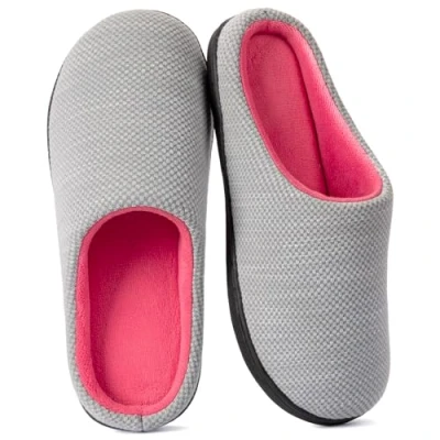 Immagine di RockDove Pantofole da Donna in Maglia Birdseye con Memory Foam, 40/41 EU, Grigio e Rosa