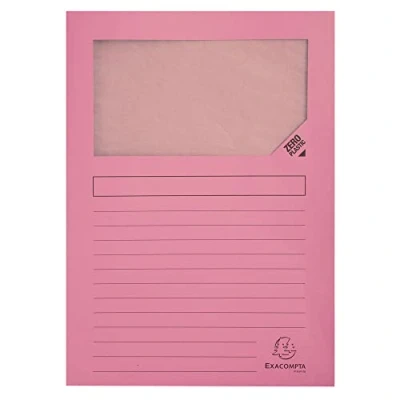Immagine di Exacompta Ref 50156E Cartelline con finestrella, dimensioni 220 x 310 mm, adatte per contenere documenti A4, 160 g/m², finestra trasparente la visualizzazione dei documenti, rosa (confezione