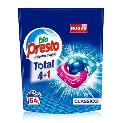 Immagine di Bio Presto Power Caps Classico, Detersivo Lavatrice Predosato In Capsule, Confezione Da 54 Lavaggi