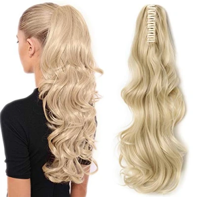 Immagine di SEGO Extension Coda di Cavallo Clip Capelli Biondi Mossi Lunghi con Pinza Ponytail Extensions Ondulate Sintetiche Fascia Unica Posticci 45 cm 140g [Biondo Chiarissimo]