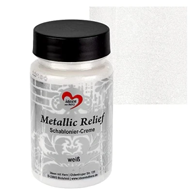 Immagine di Ideen mit Herz Crema per stencil in rilievo, pasta strutturale fine, stencil, 90 ml, a base d&#039;acqua (bianco)