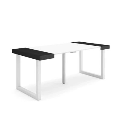 Immagine di Skraut Home consolle allungabile Tavolo 180 Per 8 persone Gambe in legno Stile moderno Bianco e nero