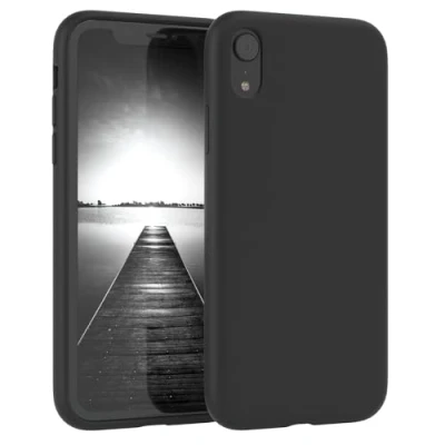 Immagine di EAZY CASE Silicone Custodia per cellulare compatibile con iPhone XR, Slimcover protezione della fotocamera e fodera, in silicone, copertura protettiva, Nero