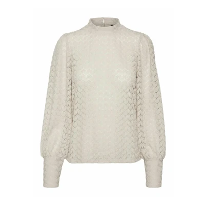 Immagine di VERO MODA Vmbecca Top Jrs in Pizzo a Collo Alto Camicia Maniche Lunghe, Pumice Stone, M Donna