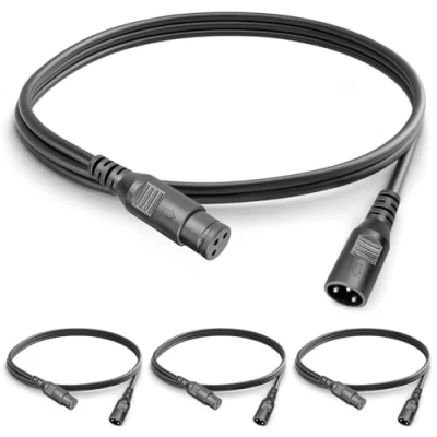 Immagine di 4Pack Cavo Dmx Luci 3 Pin Xlr 1.2m Cannon Cavi, Cavi per Palco Cable Connettori Maschio e Femmina, Segnale Poli a Teste Mobili o Par LED Console
