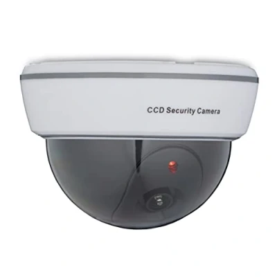 Immagine di Relaxdays Telecamera Finta di Sorveglianza, Dummy Camera, LED Lampeggiante, per Interni ed Esterni, Deterrente, Bianco, 8,5 x 12,5 cm
