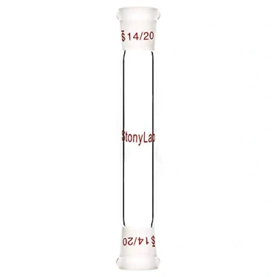 Immagine di stonylab Adattatore di Collegamento Diritto in Vetro, Glass Straight Connecting Adapter, Vetro borosilicato 90mm Tra due 14/20 Terra Esterno Giunti Conici Standard per la Fornitura Laboratorio