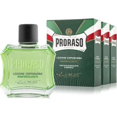 Immagine di Proraso Lozione Dopobarba Uomo Rinfrescante, 3 x 100ml, con Olio di Eucalipto e Mentolo da applicare dopo la rasatura, Made in Italy