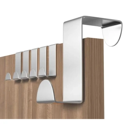 Immagine di Shexkent Gancio Per Porta, 6 Pezzi Porta Appendiabiti Acciaio Inossidabile Ganci Appendiabiti, Asciugamani Camera Da Letto, Bagno, Cucina, Armadietto, Argento