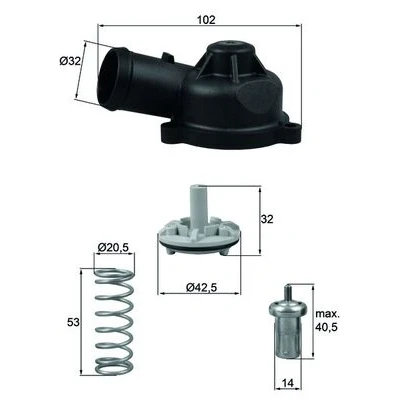 Immagine di MAHLE ORIGINAL TI 244 83D Termostato motore 83 con guarnizione VOLKSWAGEN: Golf 6, Polo V Hatchback, 5, AUDI: A3 Sportback, TT Coupe
