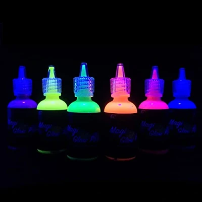 Immagine di [6 x 28ml. ] iLC Vernice Fluorescente Colorato Neon Kit per Pelle Viso Corpo Colore UV Fluo sotto la Luce Nera Lavabile Non Tossico