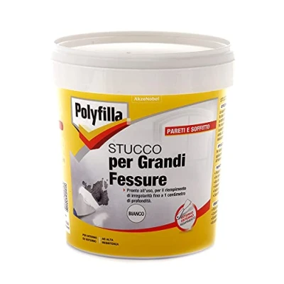 Immagine di POLYFILLA STUCCO FESSURE, per muro Interno ed Esterno, Pronto Uso, riempimento fino a 1cm di profondità, in Pasta BIANCO 1KG