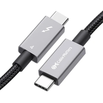 Immagine di Cable Matters [Certificato Intel] Cavo Thunderbolt 4 in guaina da 40 Gbps Nero 1m, con Ricarica Power Delivery 240 W e Video 8K Compatibile 3, USB per Apple MacBook Pro, iMac