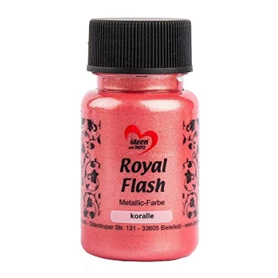 Immagine di ideen mit herz Colore acrilico metallico Royal Flash con riflessi metallici e particelle glitterati fini Vernice brillante metallizzata per gagliette 50 ml (corallo)