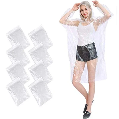 Immagine di Poncho Impermeabile Antipioggia Monouso Trasparente,Poncho da Pioggia Portable,Poncho Emergency Raincoat con Cappucci e Maniche per Escursionismo, Montagna, Campeggio,Picnic o Concerti(8 Pezzi)