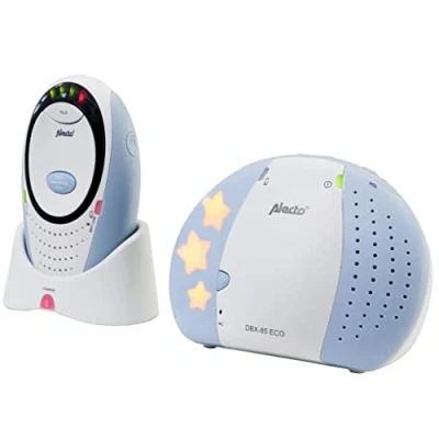 Immagine di Alecto bambino DBX 85 monitor digitale Eco DECT (100% privo di interferenze), lungo raggio fino a 300 metri, funzione talk back, indicatore acustico LED e luce notturna