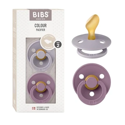 Immagine di BIBS Colour Anatomical, Set di 2 ciucci, succhietto senza BPA, Tettarella anatomica. Lattice gomma naturale, Prodotto in Danimarca/UE. Misura (6 18 mesi), Fossil Grey/Mauve