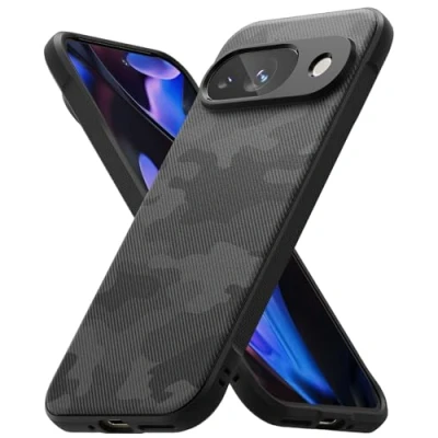 Immagine di Ringke Onyx Compatibile con Cover Pixel 9, Ottima Grip Antiscivolo Antiurto Perfetta Calza Custodia Robusta Antigraffio TPU Camo Black