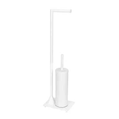 Immagine di WENKO porta scopino WC mod. Hella, carta igienica, con scopino, in acciaio laccato, 15 x 69 20 cm, bianco opaco