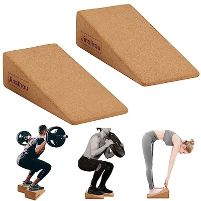 Immagine di Set di 2 estensori per polpacci, in sughero, antiscivolo, ginocchia, allungare i muscoli e le fascie, squat stacchi