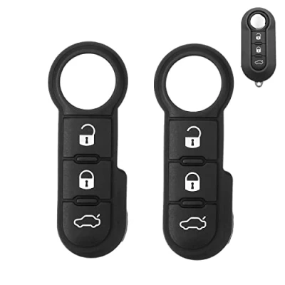 Immagine di PMELCXD Telecomando a 3 Pulsanti Nero Tasti in Silicone Compatibile Con Fiat Punto Stilo Panda 500 500L Lancia Delta, 2 Pezzi