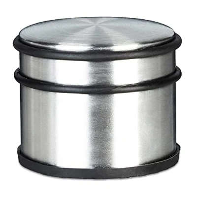 Immagine di 12x Set Fermaporta, Blocca Porta Alti, Bloccaporta da Terra Antigraffio/Antiscivolo, Metallo, Acciaio, Argento