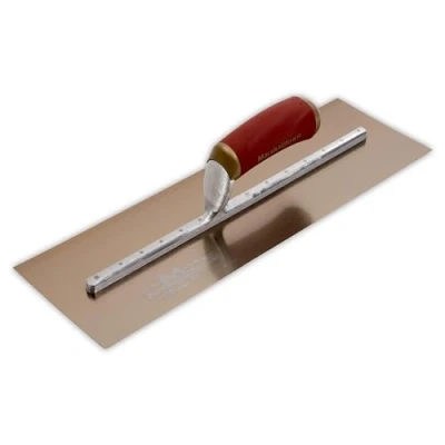 Immagine di Frattazzo con lama dorata Lisciatrice Marshalltown PermaShape &quot;Broken in&quot;, dorata, manico Durasoft, acciaio inox, dimensioni: 406x127 mm