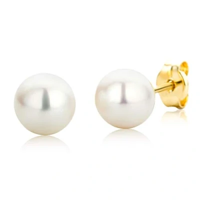 Immagine di Orecchini Donna Miore con Perle Coltivate MM 6,00 in oro Giallo, Vero 14KT 585, Piccoli a lobo. Bottone anallergici perno Passante e chiusura farfalla pressione.