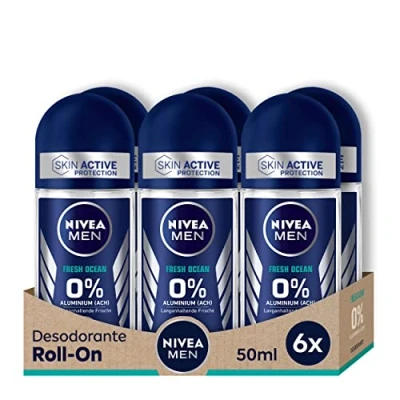 Immagine di NIVEA Men Roll On Alu Free Ocean Deodorante Senza Alluminio 50 ml 6 Unità, Fresco, 300