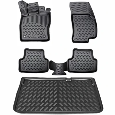 Immagine di ELMASLINE Tappetini in gomma 3D e vasca per bagagliaio Citroen C5 Aircross dal 2017 Piano di carico standard (non adatto fondo al regolabile) Tappetino