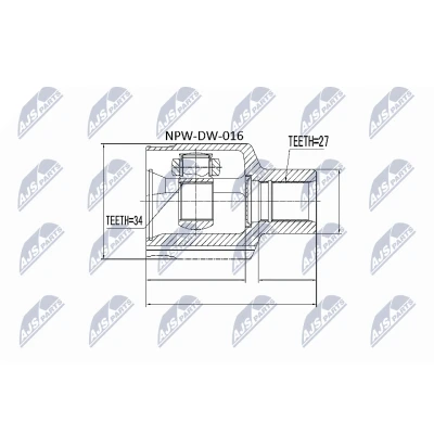 Immagine di NTY NPW DW 016 Kit Giunto Omocinetico Assale anteriore, sul lato del cambio SSANGYONG: Rexton / 2, Kyron SUV