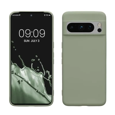 Immagine di kwmobile Custodia Compatibile con Google Pixel 8 Pro Cover Back Case per Smartphone in Silicone TPU Protezione Gommata verde grigio