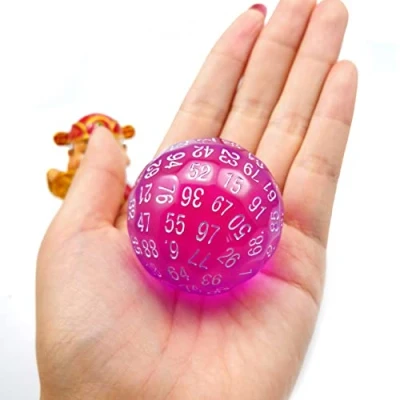 Immagine di Bescon Translucent Polyhedral Dice 100 Sides Dice, Transparent D100 die, Sided Cube, Game Dice,100 Cube of Purple