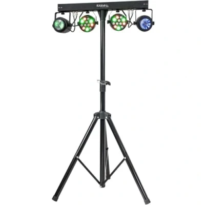 Immagine di Ibiza DJLIGHT60 Stativo per luci con 2 proiettori PAR RGBB e MOON FOWER RGBBBA Pacchetto LED 4 in 1